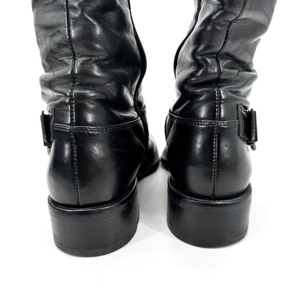 paul green boots Women 9 Black Leather High Buckles Zipper Made In Austria Moto - Picture 3 of 10